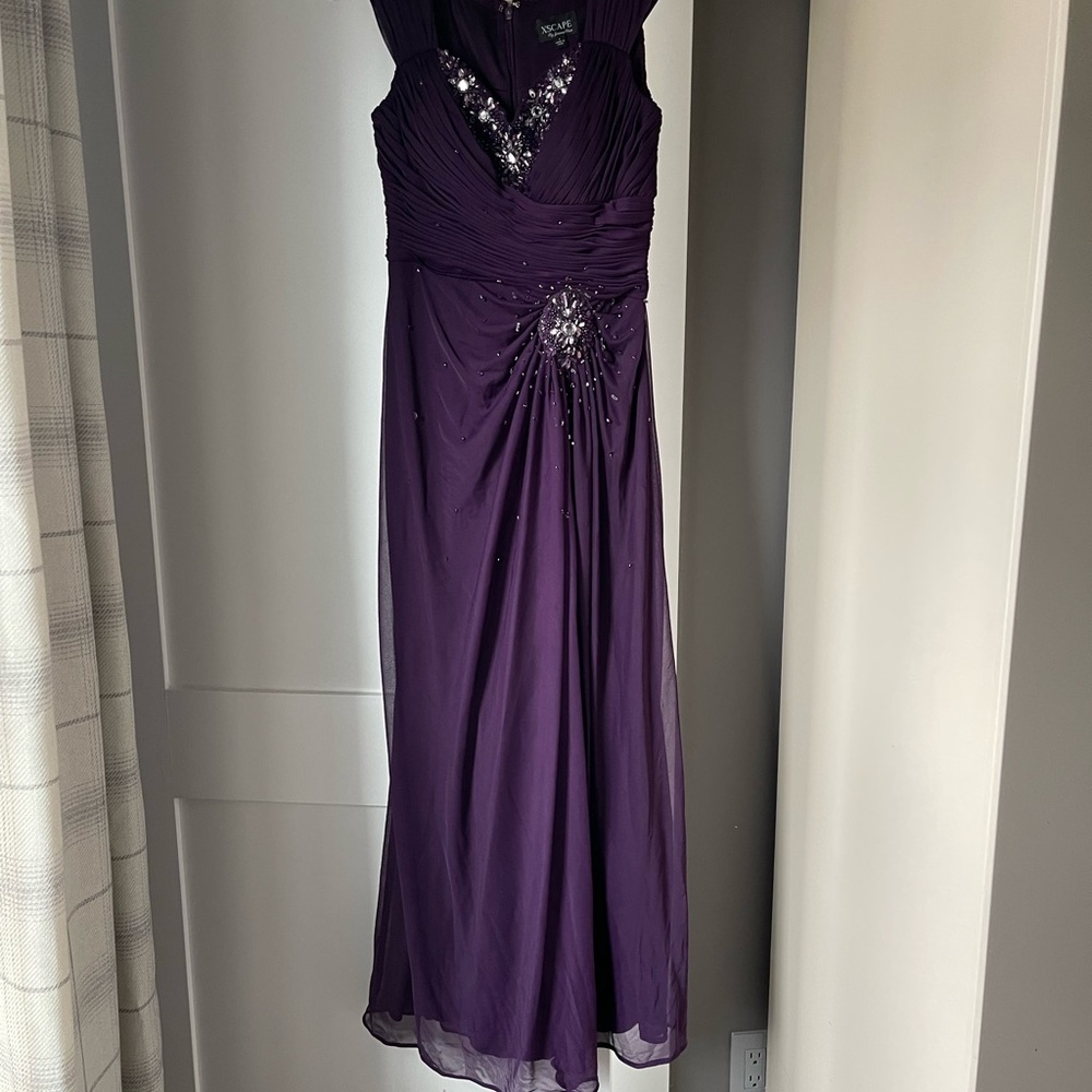 Xscape Deep Purple Embellished Dress